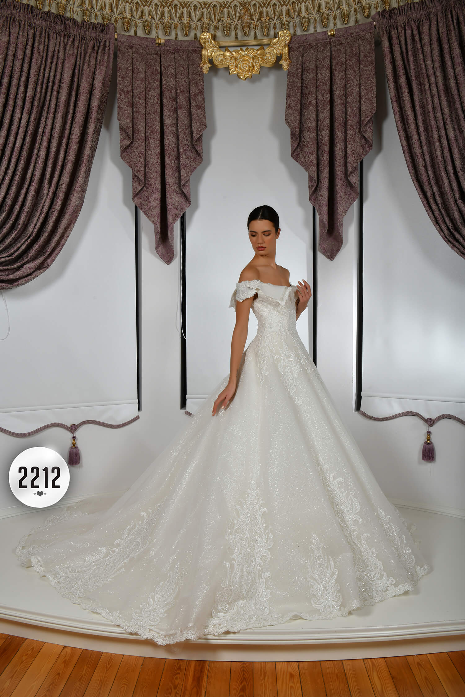 Asymmetrical Neckline Off The Shoulder French Lace A-Line Wedding Dress