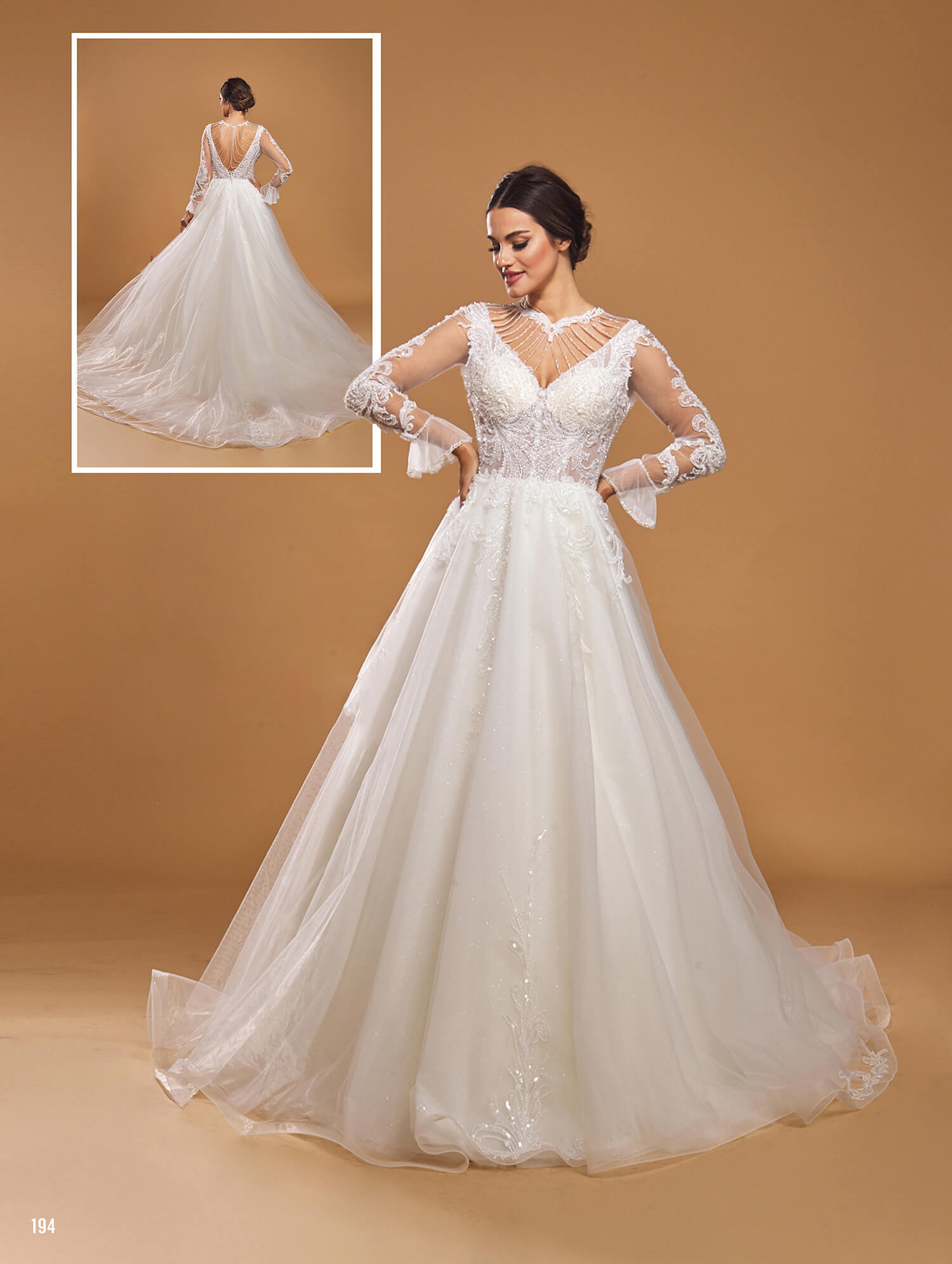 Plunging V-Neck Transparent Backless 3D Helen Wedding Dress