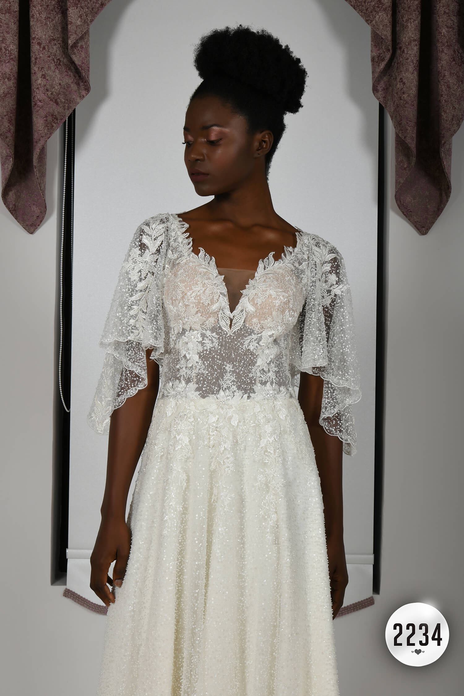 Transparent Backless V-Neck Helen Wedding Dress