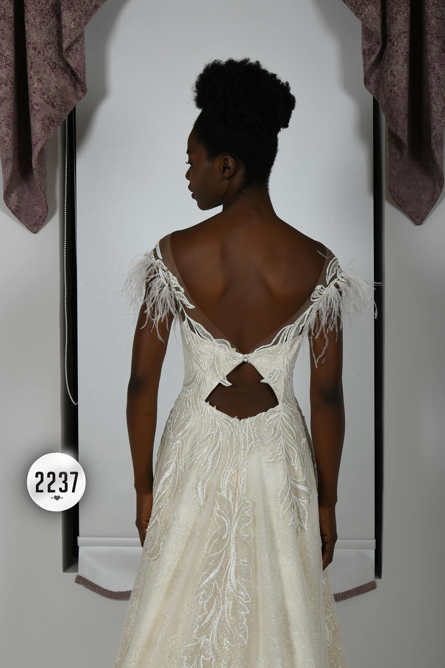 Backless French Lace Embroidered A-Line Wedding Dress