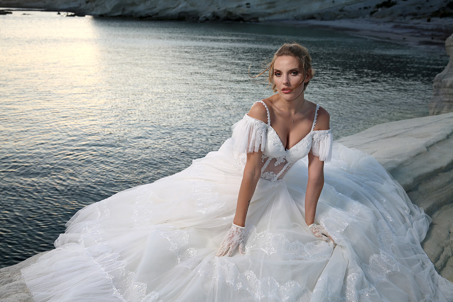 Off Shoulder Transparent Corset Effect Helen Wedding Dress