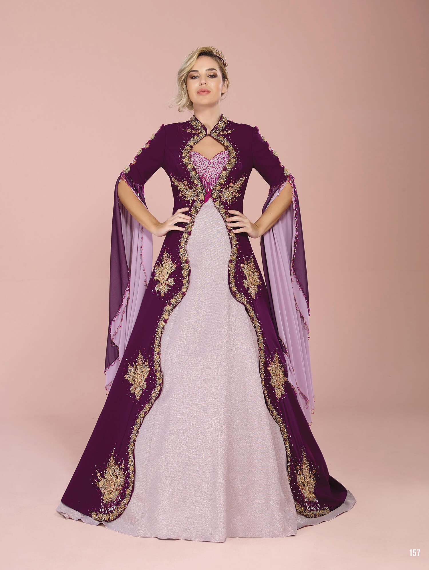 Purple A-Line Long Henna Dress