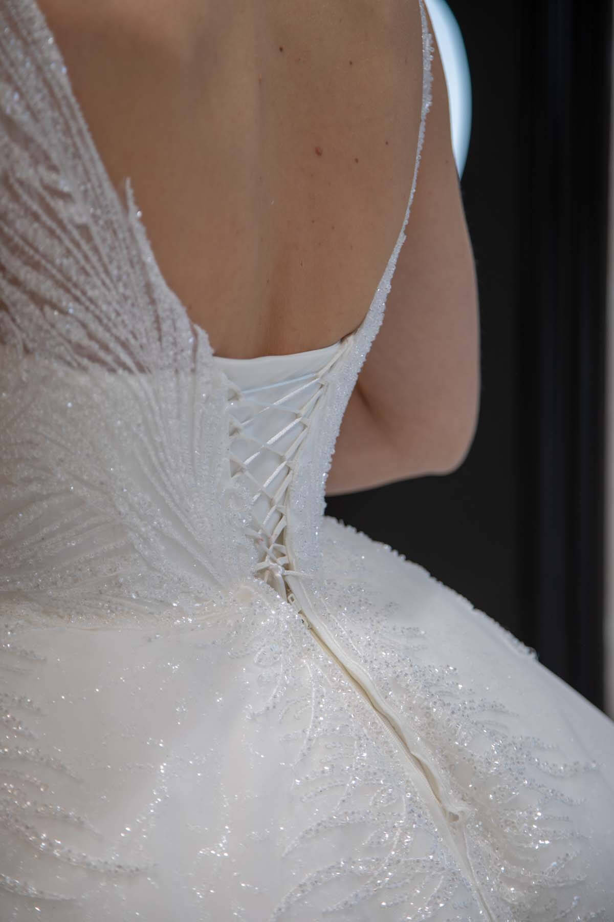 Transparent Low-Back V-Neck Princess Wedding Dress