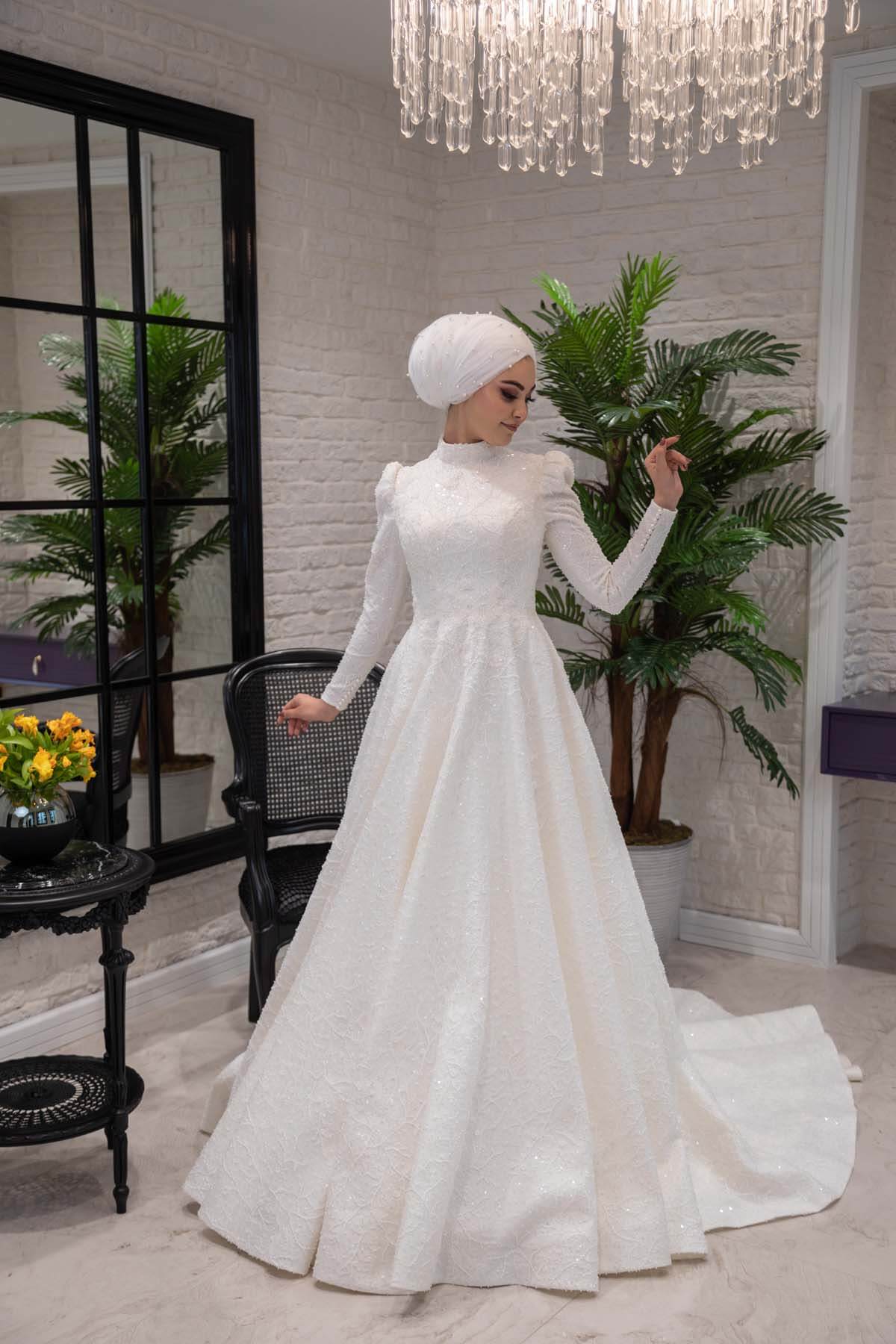 Bohemian Sleeve Backless Helen Hijab Wedding Dress