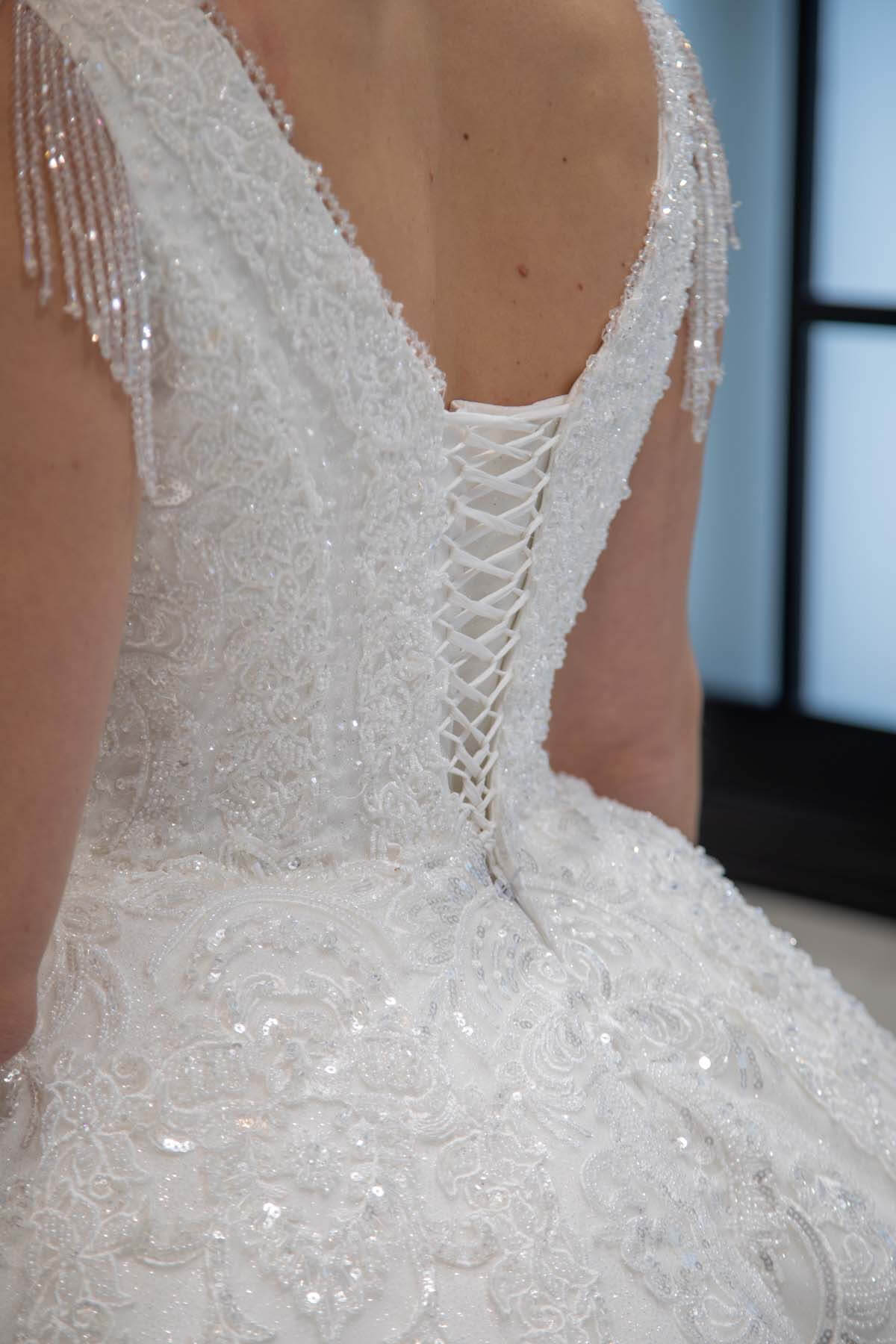 3D Crystal Stone Embroidered Princess Wedding Dress