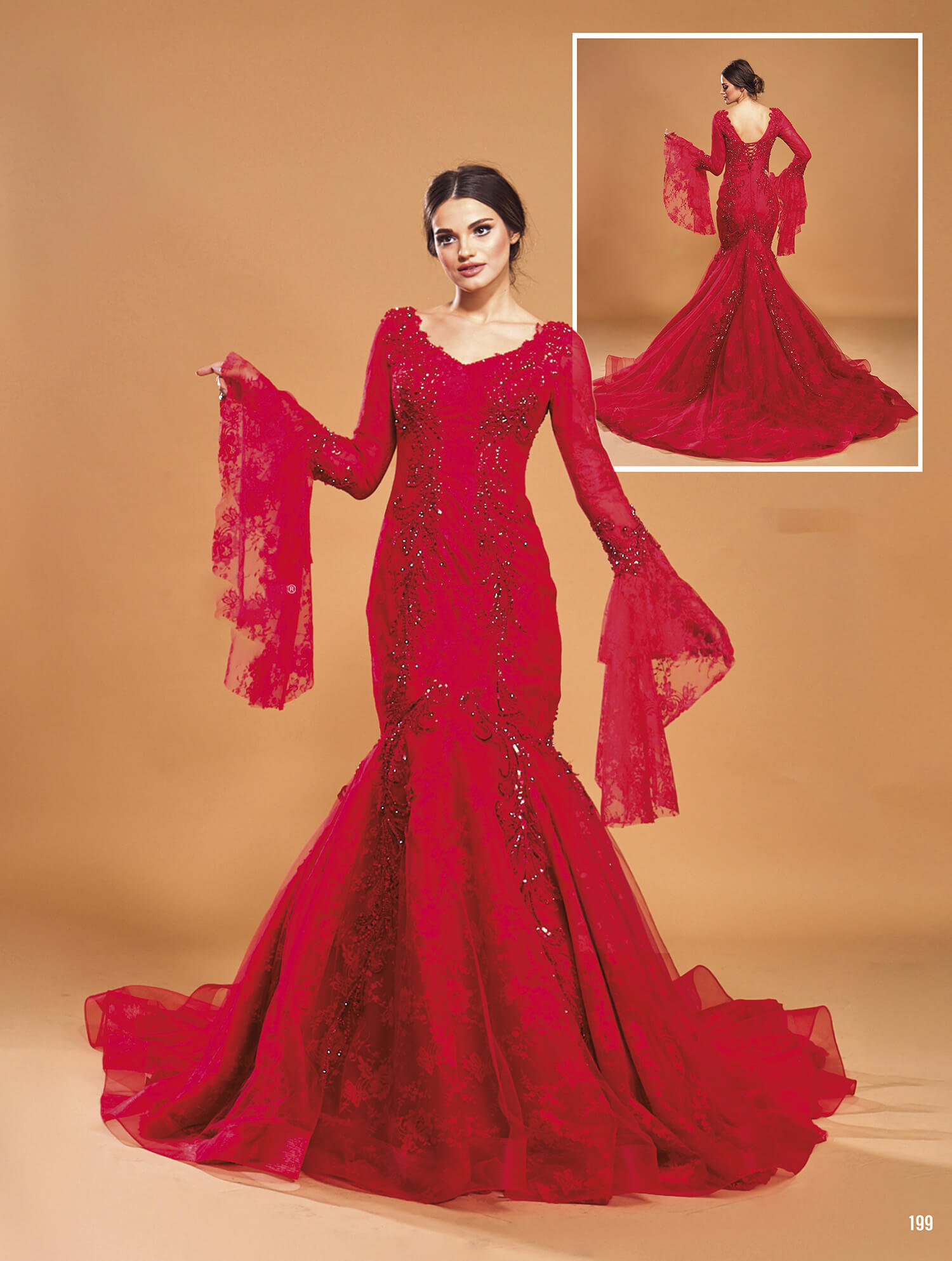 Crinoline Princess Model Red Engagement Dress