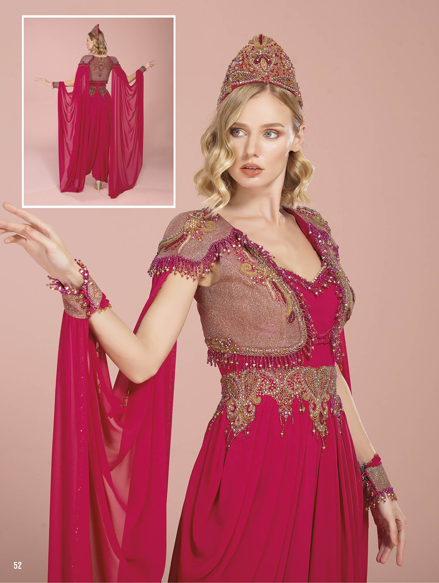 Pink Shalwar Henna Dress With Cape