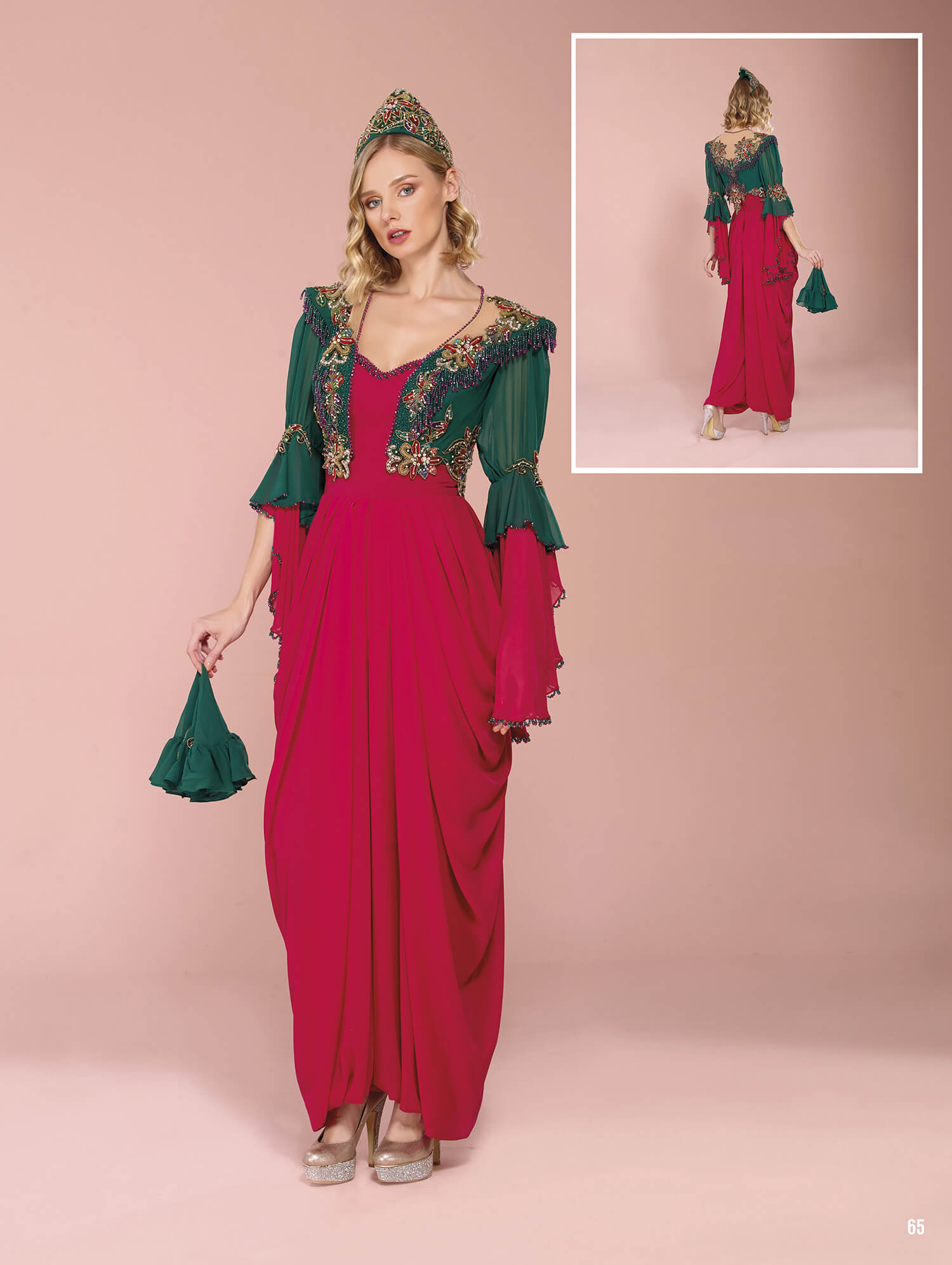 Red Green Shalwar Henna Dress